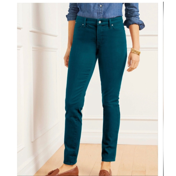 Talbots Teal High Waist Skinny Leg Ankle Pants Jegging Size 14 NWT - Picture 1 of 8